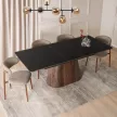 Masă extensibilă dining cu blat ceramic 160–200 cm, culoare negru/nuc LIZBONA