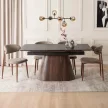 Masă extensibilă dining cu blat ceramic 160–200 cm, culoare negru/nuc LIZBONA