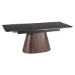 Masă extensibilă dining cu blat ceramic 160–200 cm, culoare negru/nuc LIZBONA