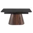 Masă extensibilă dining cu blat ceramic 160–200 cm, culoare negru/nuc LIZBONA