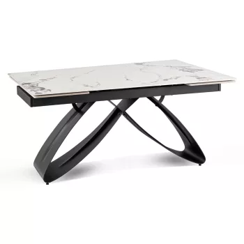   Masă ceramică extensibilă Luigi 160–240 cm marmură albă/negru