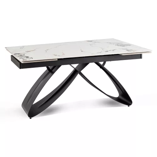 Masă ceramică extensibilă Luigi 160–240 cm marmură albă/negru