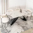 Masă ceramică extensibilă Luigi 160–240 cm marmură albă/negru