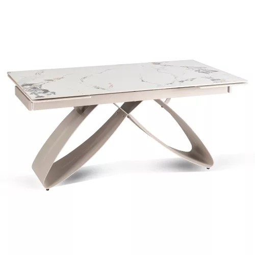 Masă ceramică extensibilă Luigi 160–240 cm marmură albă/cashmere