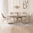 Masă ceramică extensibilă Luigi 160–240 cm marmură albă/cashmere