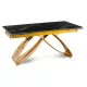 Masă extensibilă de dining cu blat ceramic 160–240 cm, culoare marmură negru-auriu/auriu LUIGI