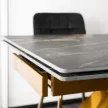 Masă extensibilă de dining cu blat ceramic 160–240 cm, culoare marmură negru-auriu/auriu LUIGI