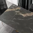 Masă extensibilă de dining cu blat ceramic 160–240 cm, culoare marmură negru-auriu/auriu LUIGI