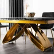 Masă extensibilă de dining cu blat ceramic 160–240 cm, culoare marmură negru-auriu/auriu LUIGI