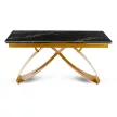 Masă extensibilă de dining cu blat ceramic 160–240 cm, culoare marmură negru-auriu/auriu LUIGI