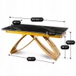 Masă extensibilă de dining cu blat ceramic 160–240 cm, culoare marmură negru-auriu/auriu LUIGI
