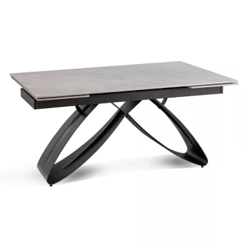   Masă extensibilă ceramică Luigi 160–240 cm, blat marmură gri, structură neagră