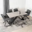 Masă extensibilă ceramică Luigi 160–240 cm, blat marmură gri, structură neagră