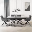 Masă extensibilă ceramică Luigi 160–240 cm, blat marmură gri, structură neagră