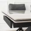 Masă extensibilă ceramică Luigi 160–240 cm, blat marmură gri, structură neagră