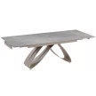 Masă extensibilă ceramică Luigi 160–240 cm, blat marmură gri, bază cashmere