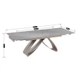 Masă extensibilă ceramică Luigi 160–240 cm, blat marmură gri, bază cashmere
