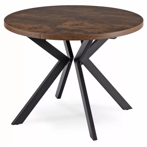Masă de dining extensibilă 100–250 cm, finisaj stejar rustic/negru LUKAS