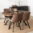 Masă de dining extensibilă 100–250 cm, finisaj stejar rustic/negru LUKAS