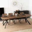 Masă de dining extensibilă 100–250 cm, finisaj stejar rustic/negru LUKAS