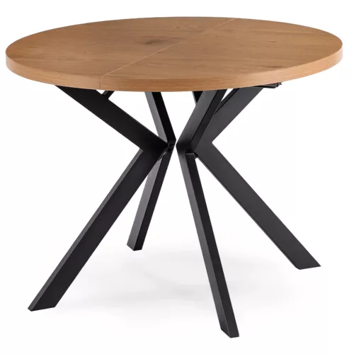 Masă extensibilă de dining 100–250 cm, culoare stejar auriu/negru LUKAS