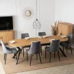 Masă extensibilă de dining 100–250 cm, culoare stejar auriu/negru LUKAS