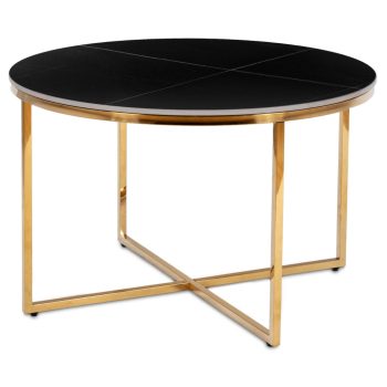 Masă ceramică negru marmură mat/auriu MARINE