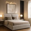 Pat 160×200 cm, cu ladă pentru lenjerie, gri, tapițat cu material textil MARSYLIA