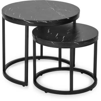   Set măsuțe de cafea cu finisaj efect marmură neagră MAURO