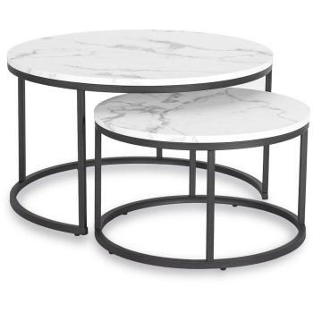   Set măsuțe de cafea cu finisaj efect marmură albă DAFNE MAX