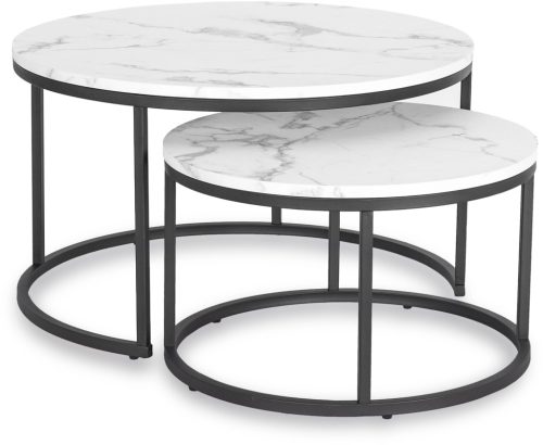 Set măsuțe de cafea cu finisaj efect marmură albă DAFNE MAX