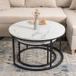 Set măsuțe de cafea cu finisaj efect marmură albă DAFNE MAX