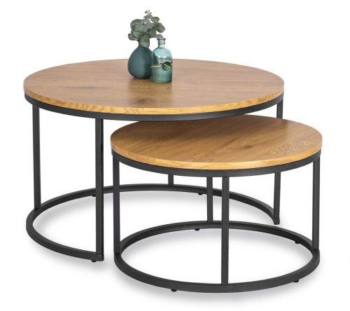 Set măsuță cafea DELIA MAX stejar/auriu