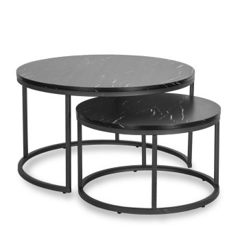   Set măsuțe de cafea cu finisaj efect marmură neagră MAURO MAX