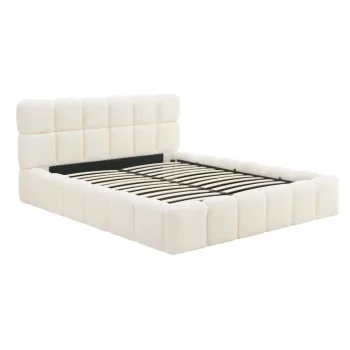 Pat dublu MURCJA 160x200 cu tapițerie bouclé crem
