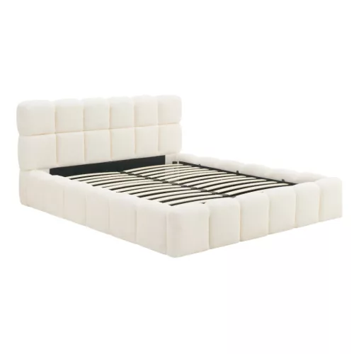 Pat dublu MURCJA 160x200 cu tapițerie bouclé crem