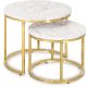 Set măsuțe de cafea cu finisaj efect marmură, cadru auriu OLIS