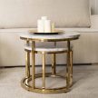 Set măsuțe de cafea cu finisaj efect marmură, cadru auriu OLIS
