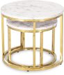 Set măsuțe de cafea cu finisaj efect marmură, cadru auriu OLIS
