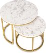 Set măsuțe de cafea cu finisaj efect marmură, cadru auriu OLIS