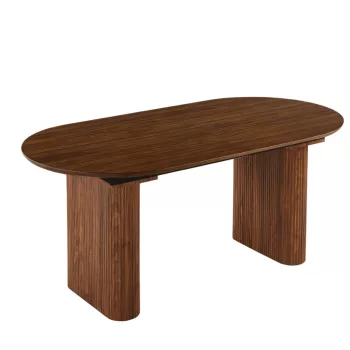 Masă de dining extensibilă 90–220 cm, finisaj nuc OVAL