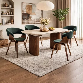   Masă extensibilă pentru dining 90–220 cm, finisaj travertin/nuc OVAL