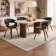 Masă extensibilă pentru dining 90–220 cm, finisaj travertin/nuc OVAL