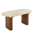 Masă extensibilă pentru dining 90–220 cm, finisaj travertin/nuc OVAL