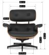 Fotoliu de relax cu suport pentru picioare din piele ecologică neagră – PALERMO