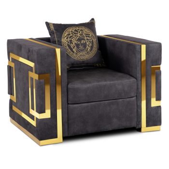 Fotoliu (1 loc) negru/auriu PALLAZO