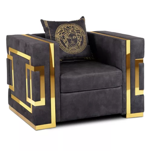 Fotoliu (1 loc) negru/auriu PALLAZO