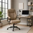 Scaun rotativ culoare bej, tapițerie piele ecologică PHONIX