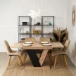 Masă de dining în culorile stejar Artisan/negru. CLARK 120–160 cm