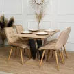 Masă de dining în culorile stejar Artisan/negru. CLARK 120–160 cm